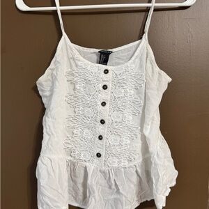 Forever 21 White Buttoned Peplum Camisole